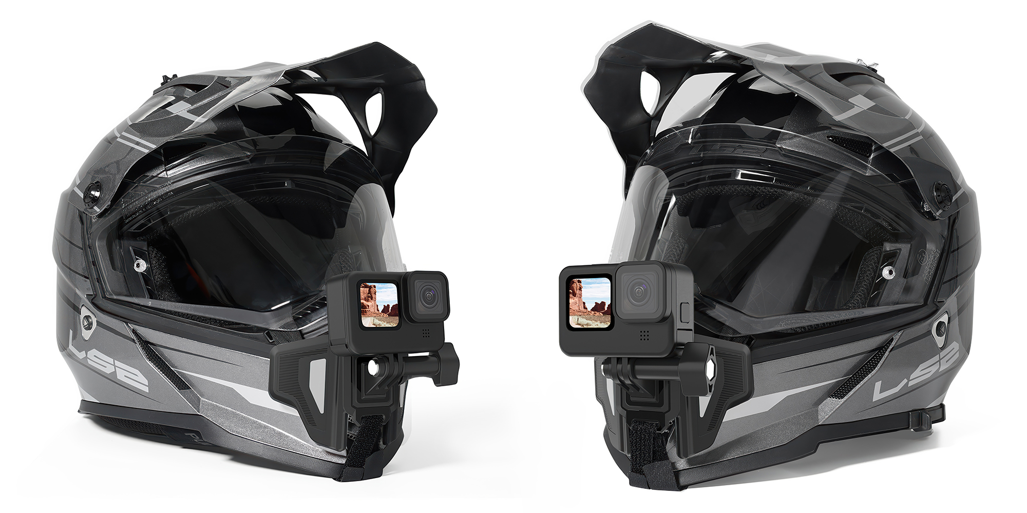 Mocowanie na kask motocyklowy Telesin GP-HBM-MT2-YH do kamer sportowych - szare